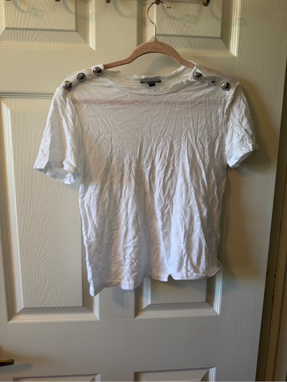 Express White Short Sleeve Tee with Logo Tag